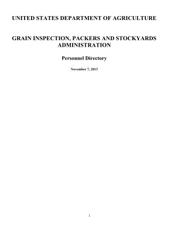 united states department of agriculture - Grain Inspection, Packers