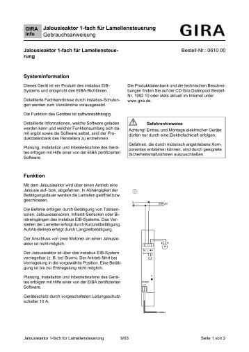 Jalousieaktor 1-fach für Lamellensteuerung Gebrauchsanweisung