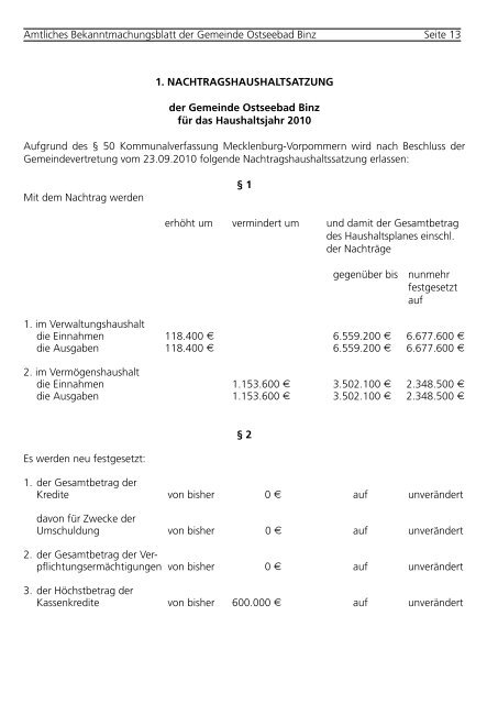 Nr. 11 vom 05. November 2010 - Gemeinde Binz