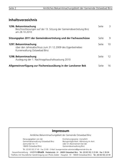 Nr. 11 vom 05. November 2010 - Gemeinde Binz