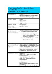 Placement Profile – Canniesburn Theatre Z6 Glasgow Royal Infirmary
