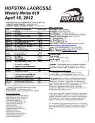 Hofstra Lacrosse Weekly Notes - GoHofstra.com