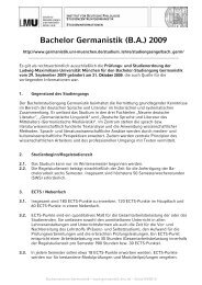 Informationsblatt zum Studium nach der Satzung von 2009