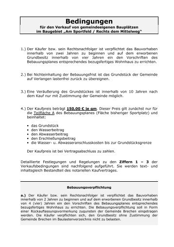 Verkaufsbedingungen - Gemeinde Brechen
