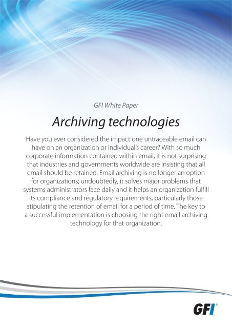 Archiving technologies - GFI.com