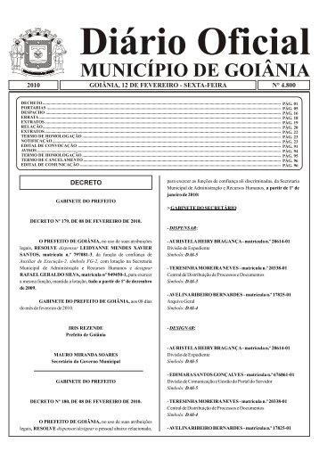 Diário Oficial MUNICÍPIO DE GOIÂNIA - Prefeitura de Goiânia