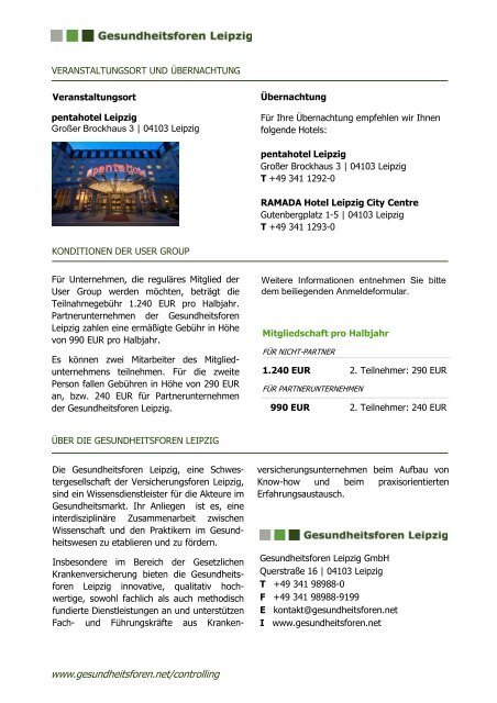 Exposé der User Group - Gesundheitsforen Leipzig GmbH