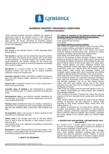 Company property insurance terms and conditions - GJENSIDIGE