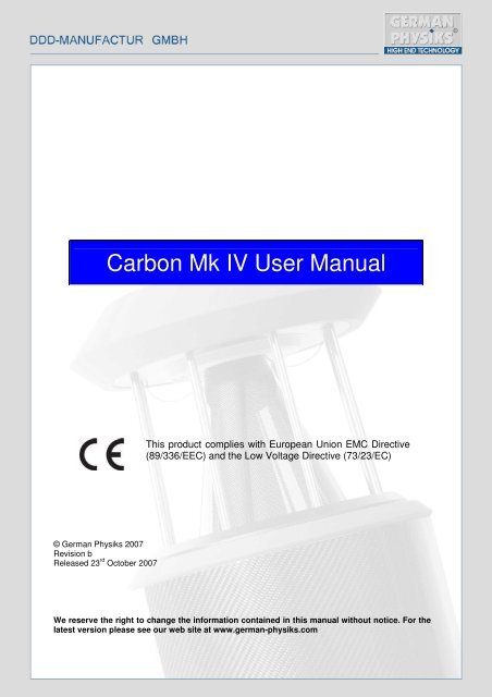 Carbon Mk IV User Manual - German Physiks