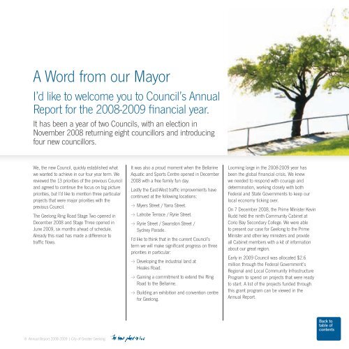 Annual Report 2008-2009 Summary - City of Greater Geelong