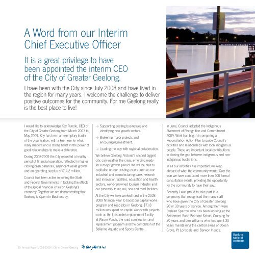 Annual Report 2008-2009 Summary - City of Greater Geelong