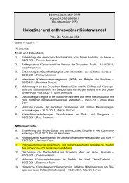 Holozäner und anthropozäner Küstenwandel - Geographisches Institut