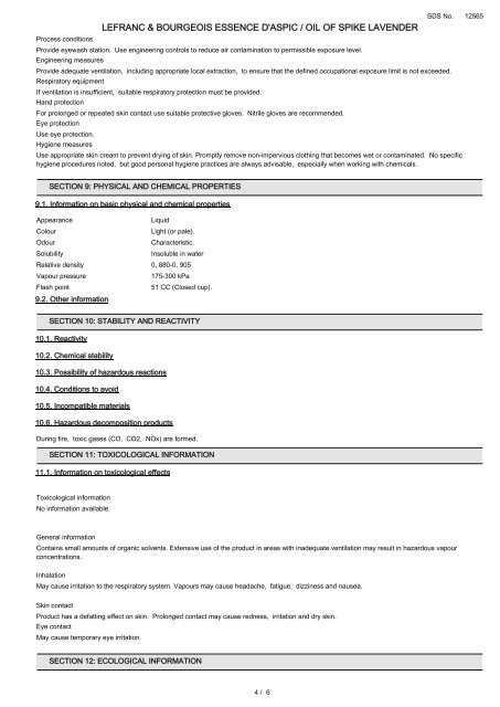 safety data sheet lefranc & bourgeois essence d'aspic ... - Kreativ.de