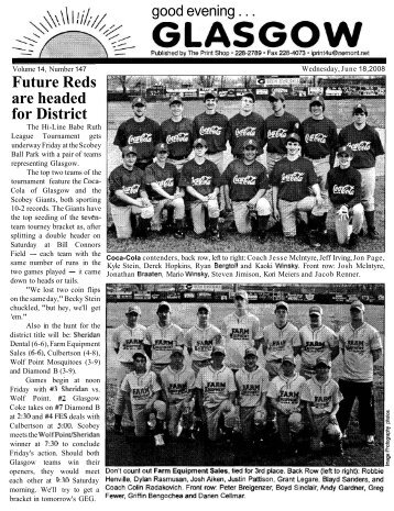 Future Reds are headed for District - Glasgow Montana
