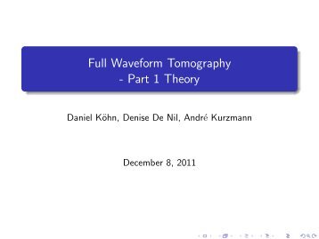 Full Waveform Tomography - Part 1 Theory