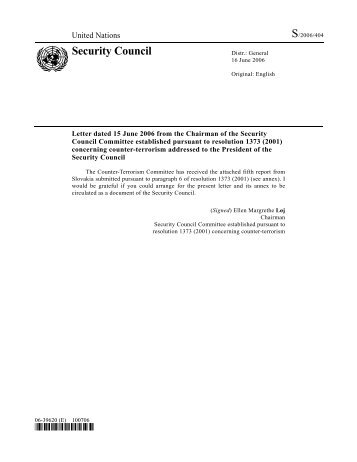 Counter-terrorism state report to the CTC, S/2006/404 - Geneva ...