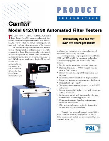 MODEL 8127/8130 Automated Filter Testers