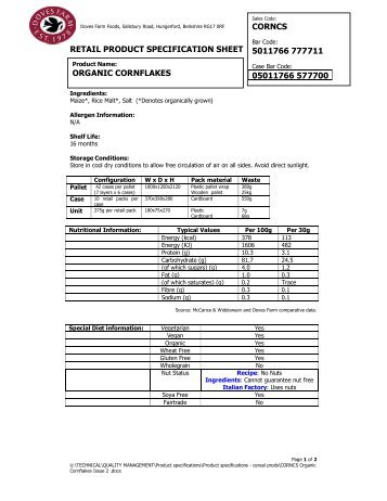 retail product specification sheet corncs 5011766 777711 05011766 ...