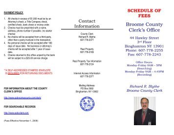 Fee Schedule - Broome County