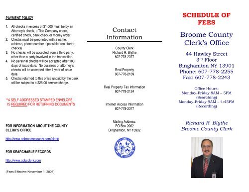 Fee Schedule - Broome County