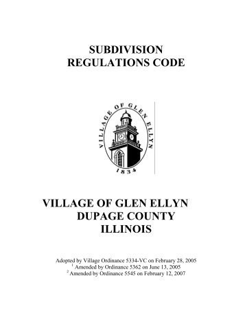 Subdivision Regulations Code - The Village of Glen Ellyn