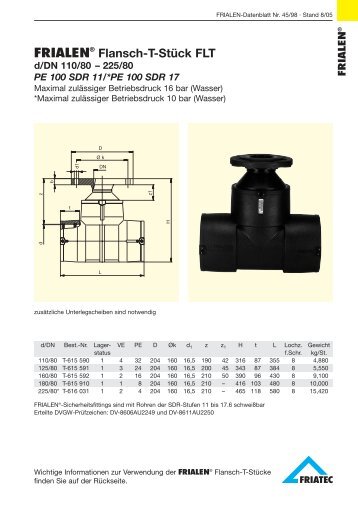 FRIALEN® Flansch-T-Stück FLT d/DN 110/80