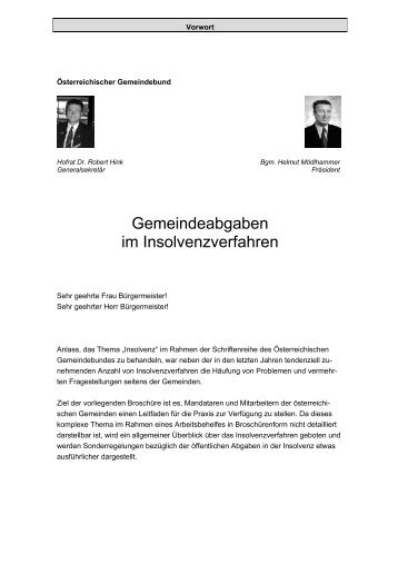 Gemeindeabgaben im Insolvenzverfahren - Österreichischer ...