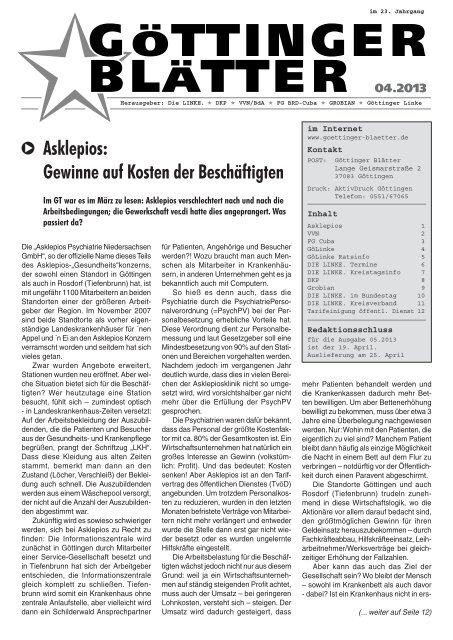 Göttinger Blätter 04 / 2013 - Göttinger Linke