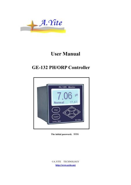 User Manual for PH ORP Meter