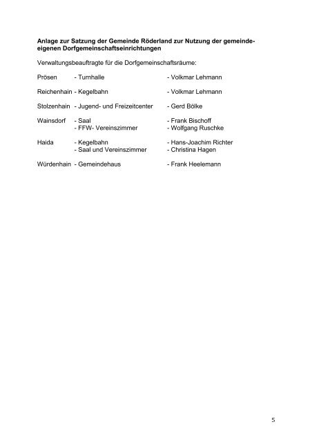 Satzung der Gemeinde Röderland zur Nutzung der