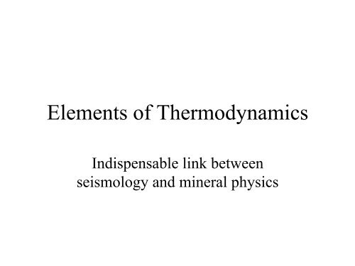Elements of Thermodynamics