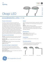 Okapi LED Outdoor Luminaires - Data sheet - GE Lighting