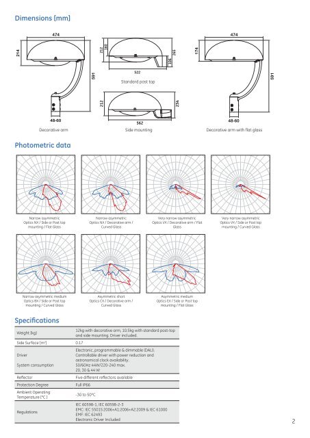 Okapi LED Outdoor Luminaires - Data sheet - GE Lighting