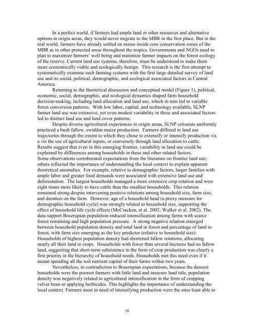 Farm households and land use in a core conservation zone of the ...