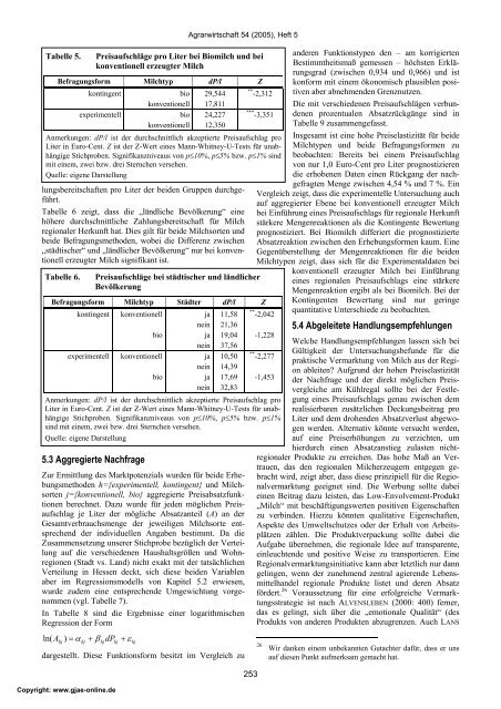 Zahlungsbereitschaften für Frischmilch aus der Region - German ...