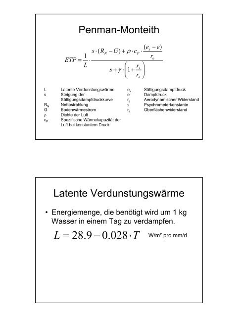 Verdunstungsberechnung Potentielle Verdunstung