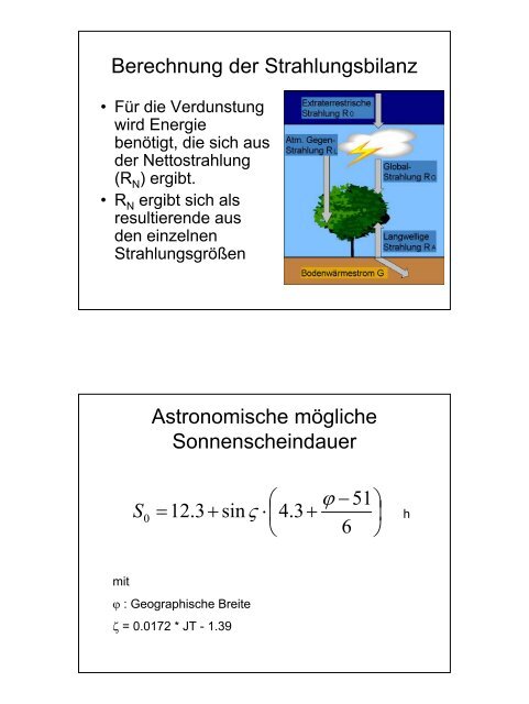 Verdunstungsberechnung Potentielle Verdunstung