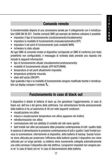 CRONOTERMOSTATO A RELÈ DA INCASSO - Gewiss