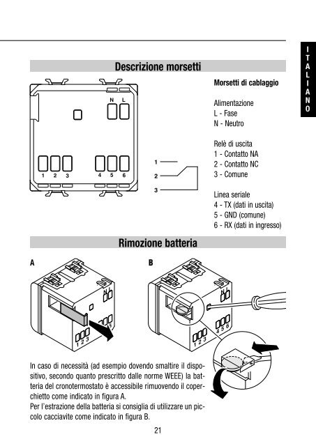 CRONOTERMOSTATO A RELÈ DA INCASSO - Gewiss