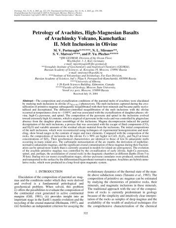 Petrology of Avachites, High-Magnesian Basalts of ... - Geomar