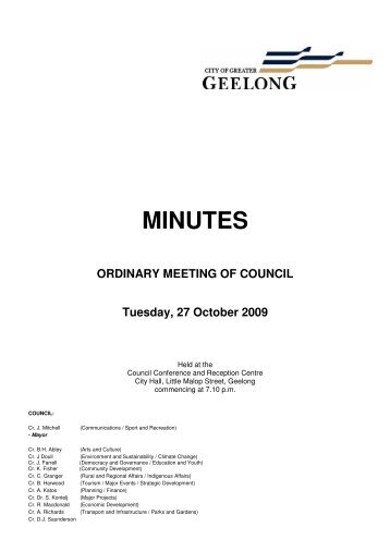 Council Minutes - 27 October 2009 - City of Greater Geelong