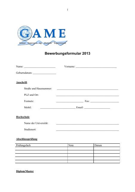 Bewerbungsformular GAME 2013.rtf - Geomar