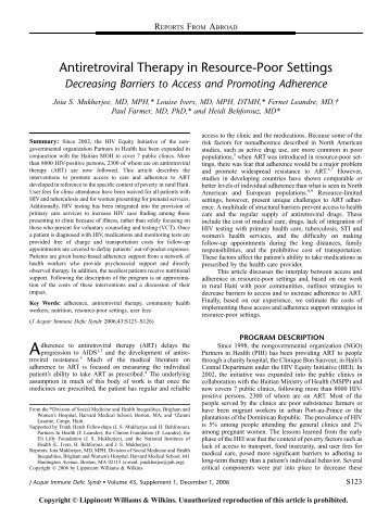 Antiretroviral Therapy in Resource-Poor Settings - GiveWell
