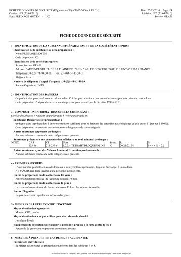 fiche de données de sécurité
