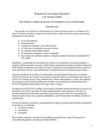 Grupos sin acceso a la enseñanza y/o no escolarizados In - Global ...