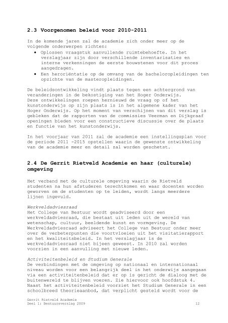JAARVERSLAG 2009 - Gerrit Rietveld Academie