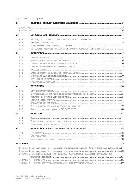 JAARVERSLAG 2009 - Gerrit Rietveld Academie