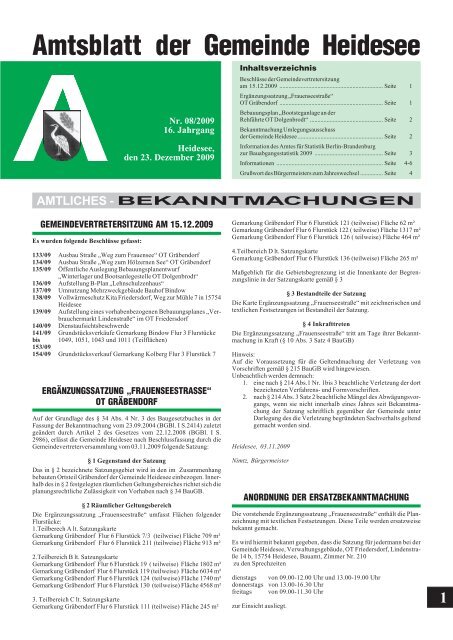 Amtsblatt der Gemeinde Heidesee AMTLICHES