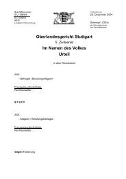 Oberlandesgericht Stuttgart Im Namen des Volkes Urteil