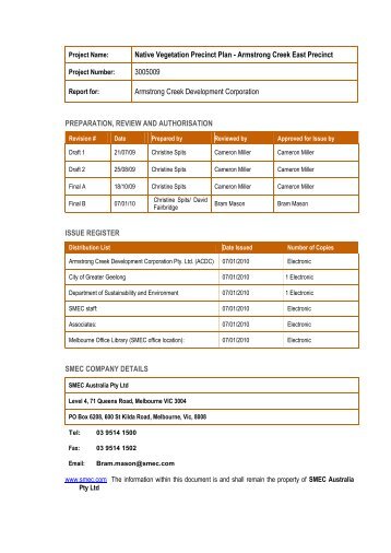 Native Vegetation Precinct Plan - Armstrong Creek East Precinct ...